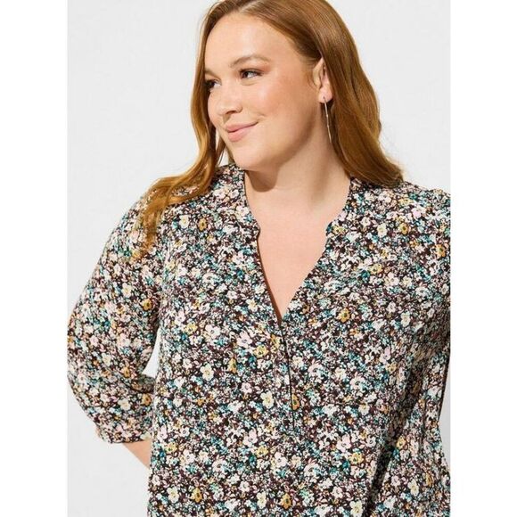 Torrid Harper Studio Crepe De Chine 3/4 Sleeve Blousesize 2 (2XL) - Picture 3 of 10